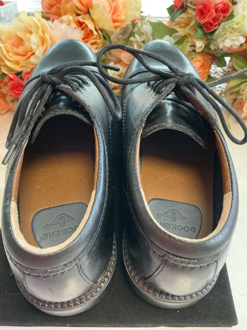 Dockers Men’s Black Leather Cap Toe Lace Up Dress Shoes Office Work Size 9M